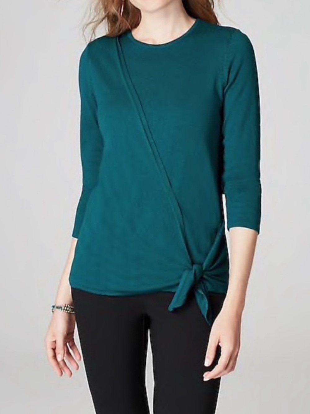 NWT J. Jill Cashmere Draped Side Tie Pullover Sweater Persian Blue Medium Petite